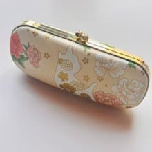 雞蛋黃色金花貓咪眼鏡盒/筆盒/首飾盒