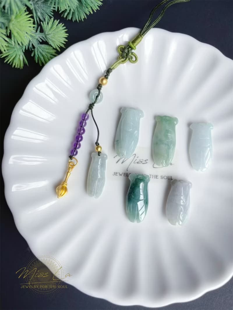 金榜題名 考試順利 蟬 一鳴驚人 智慧 天然緬甸玉翡翠 文昌筆