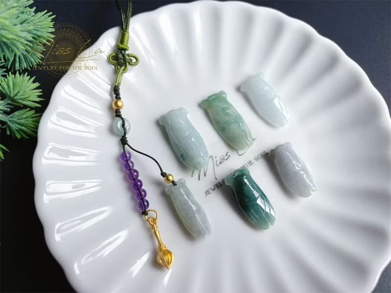 金榜題名 考試順利 蟬 一鳴驚人 智慧 天然緬甸玉翡翠 文昌筆