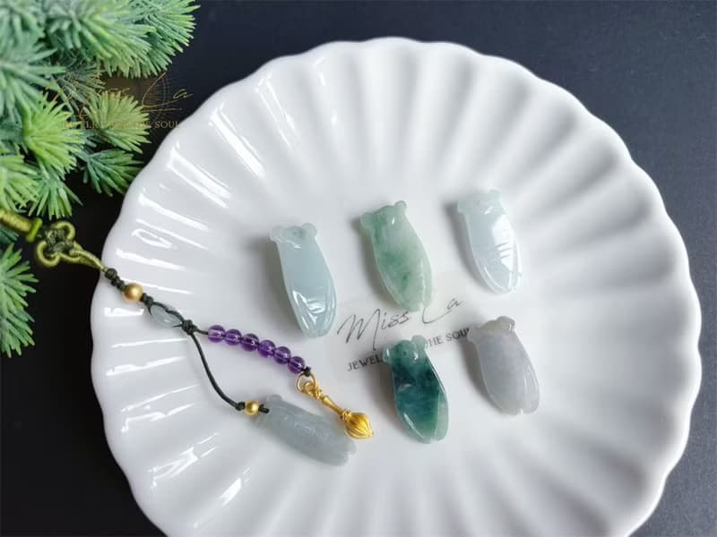 金榜題名 考試順利 蟬 一鳴驚人 智慧 天然緬甸玉翡翠 文昌筆