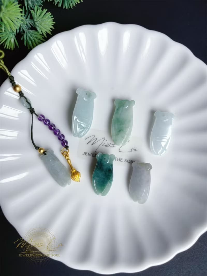 金榜題名 考試順利 蟬 一鳴驚人 智慧 天然緬甸玉翡翠 文昌筆