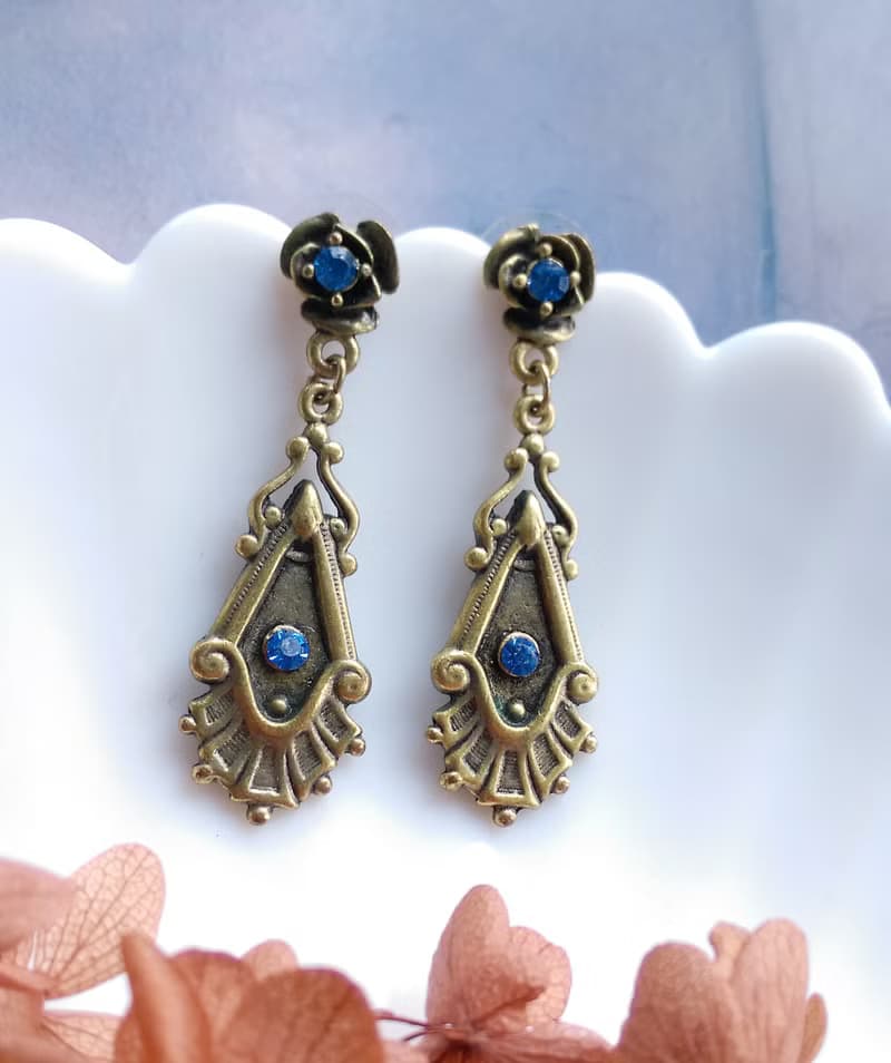 Vintage Jewelry 西洋古董飾品 復古優美 垂墜 針式耳環