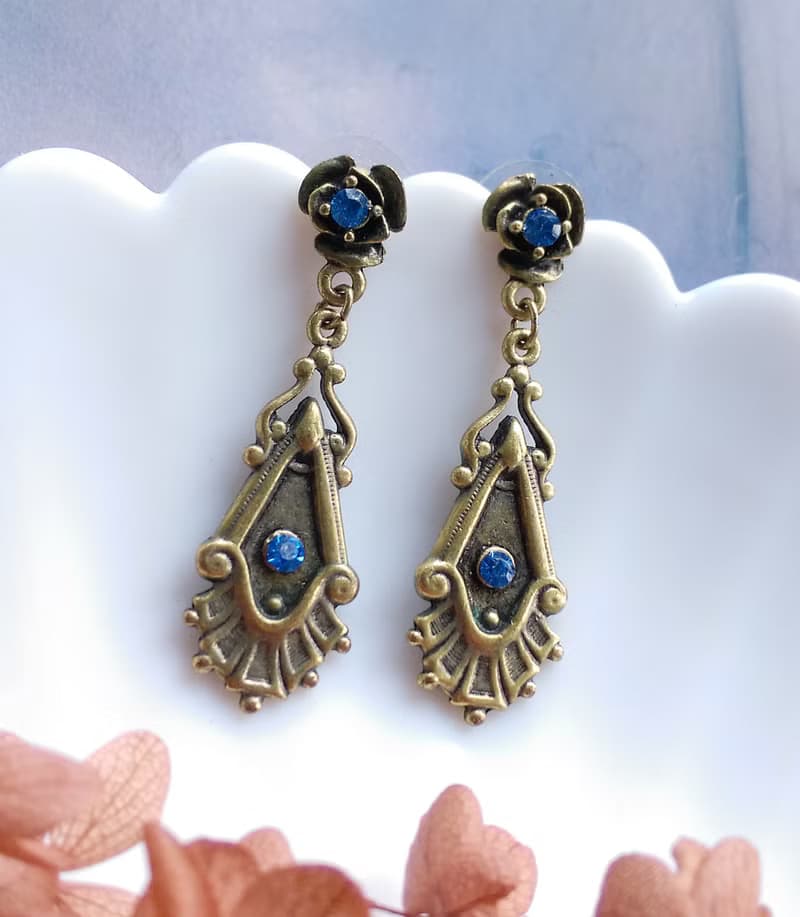 Vintage Jewelry 西洋古董飾品 復古優美 垂墜 針式耳環