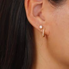 s925銀流蘇設計 鏈條耳釘 連體耳釘 女生耳釘耳環 可戴睡覺