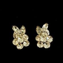vintage jewelry  Eisenberg  古典晶透萊茵石 夾式耳環