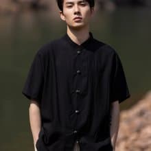 新中式復古 盤扣立領短袖襯衫 唐裝上衣