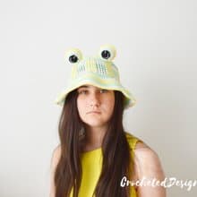 Crochet cut frog bucket hat men women Custom knit funny green fisherman hat
