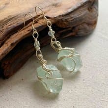 【靈性水晶】天然藍色魚眼石耳飾 / 原石手作