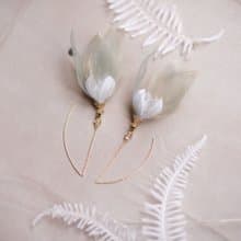 Minette 奇幻金綠雙色紗花小白花細耳針耳環