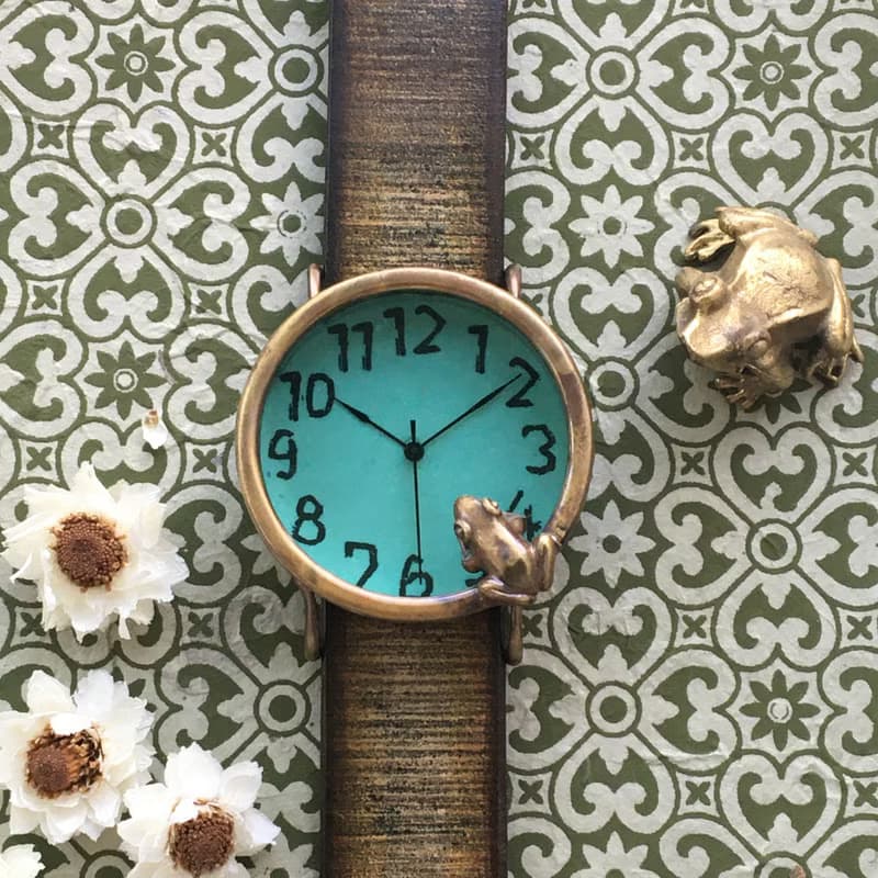 凝望池塘的青蛙款手錶L嫩草色