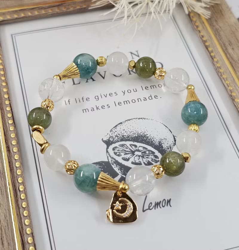 查茨沃斯莊園-黃銅款/藍綠晶/綠磷灰石/月光石/藍針水晶/水晶手鍊