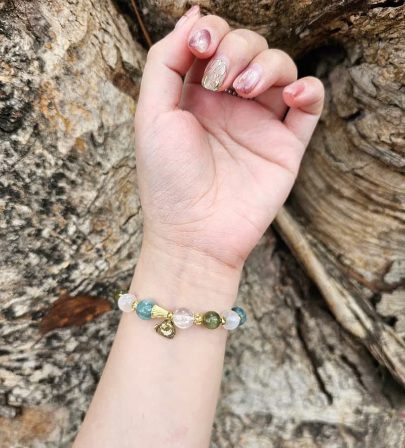 查茨沃斯莊園-黃銅款/藍綠晶/綠磷灰石/月光石/藍針水晶/水晶手鍊