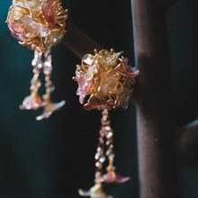 果凍繡球花垂墜式 花球水晶花樹脂耳環 可改耳針耳夾