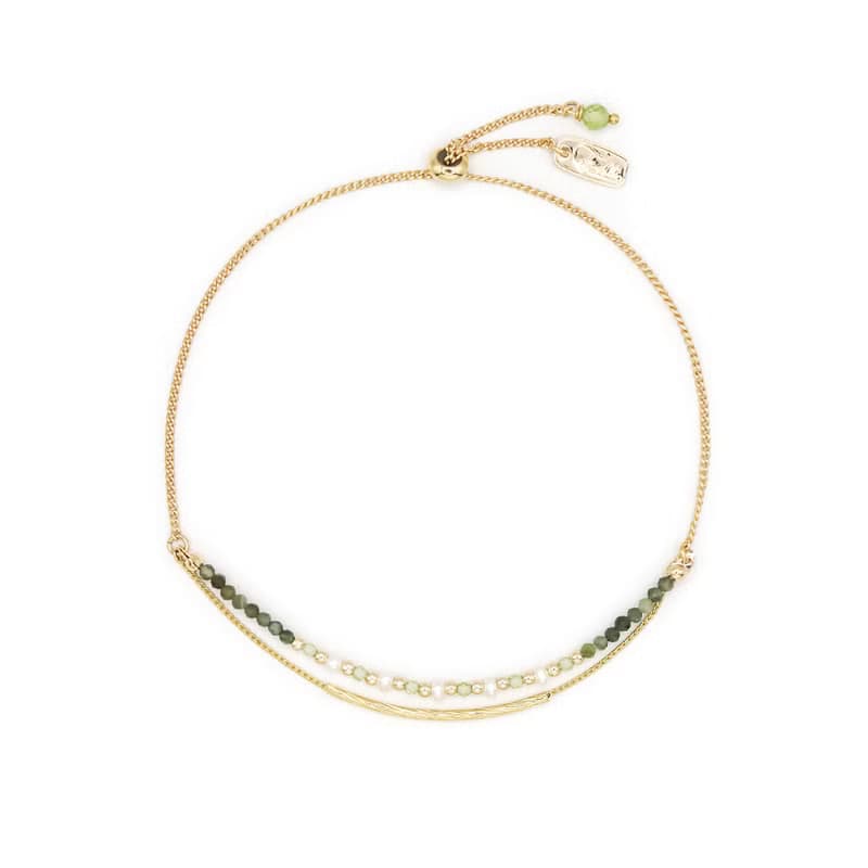 財運 x 橄欖石 綠碧璽 珍珠 誕生石 【貝殼花 • 唯一的愛】手鍊