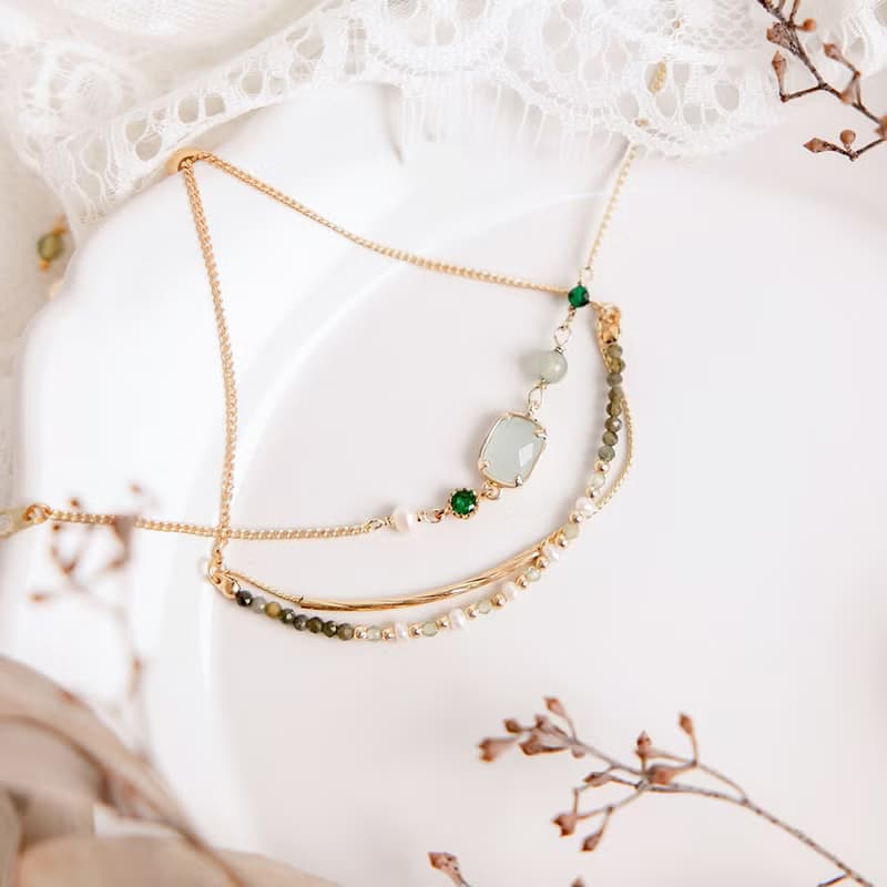 財運 x 橄欖石 綠碧璽 珍珠 誕生石 【貝殼花 • 唯一的愛】手鍊