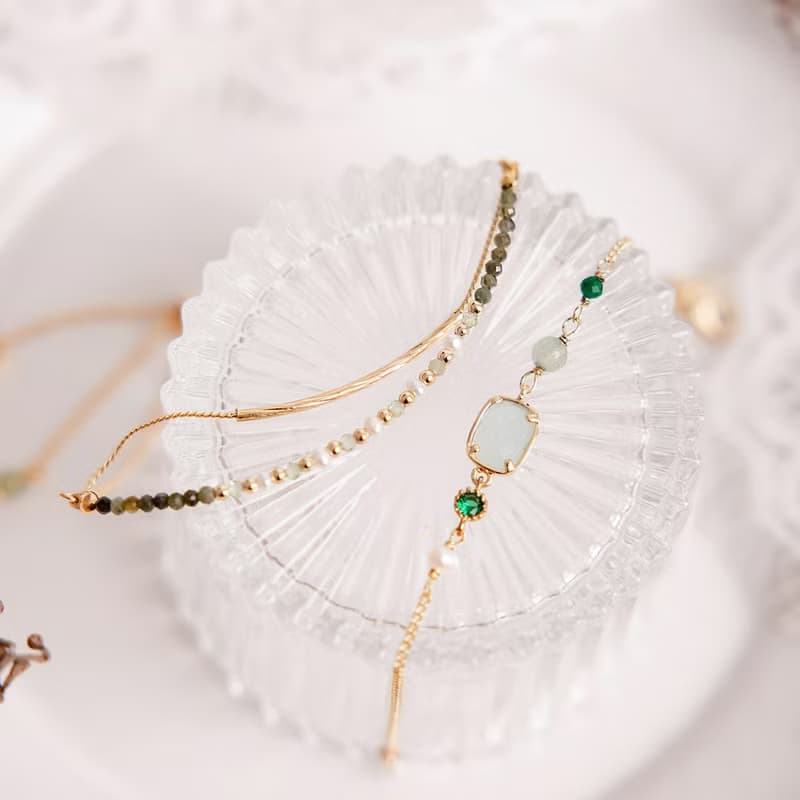 財運 x 橄欖石 綠碧璽 珍珠 誕生石 【貝殼花 • 唯一的愛】手鍊