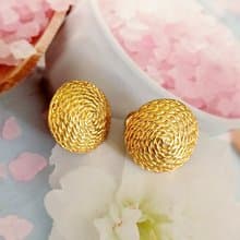 vintage jewelry  古典金屬藤編紋夾式耳環