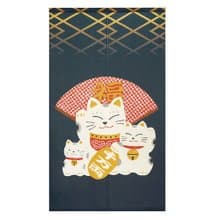 日本製コスモ長門簾招財貓福扇海軍藍