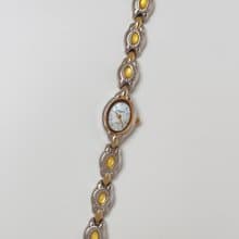 Louis Domar Paris Two Tone With Yellow Stone Bracelet Watch