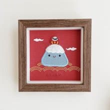 【招福吉祥】達摩富士山刺繡畫|實木|闔家平安 金榜題名