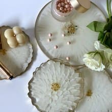 Resin flower set. Wedding gift for kitchen decoration 托盤餐盤 掛畫 杯墊 結婚禮物 托盤