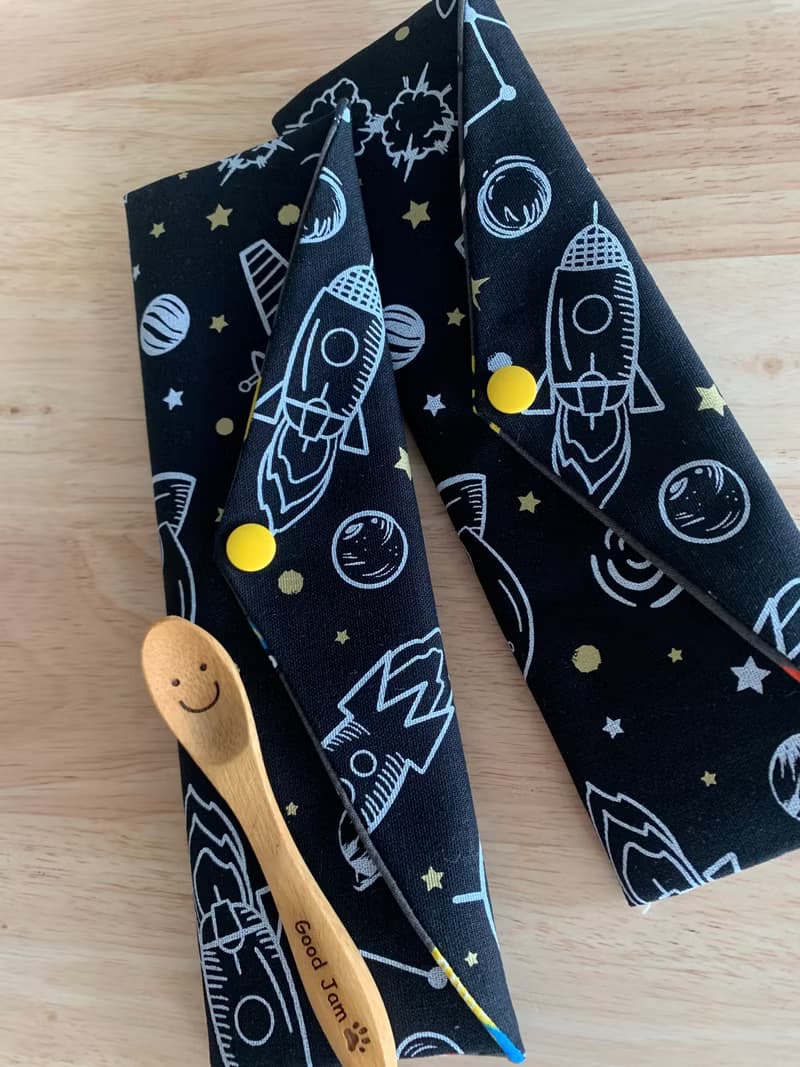 文青風環保純棉筷袋 出發去月球 神秘黑 日本 潮物 收納 手作餐具