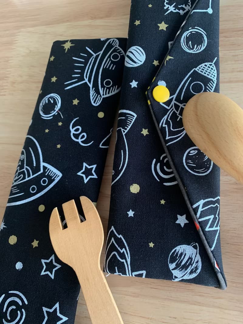 文青風環保純棉筷袋 出發去月球 神秘黑 日本 潮物 收納 手作餐具