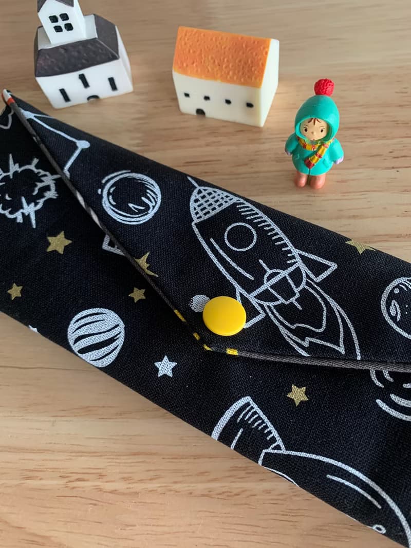 文青風環保純棉筷袋 出發去月球 神秘黑 日本 潮物 收納 手作餐具