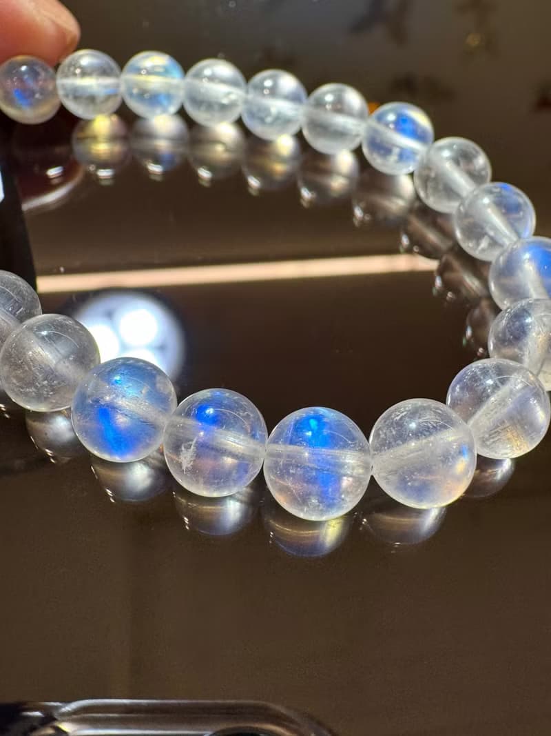 精品天然高彩藍月光水晶7.5mm14g人緣桃花提升魅力助眠緩解急