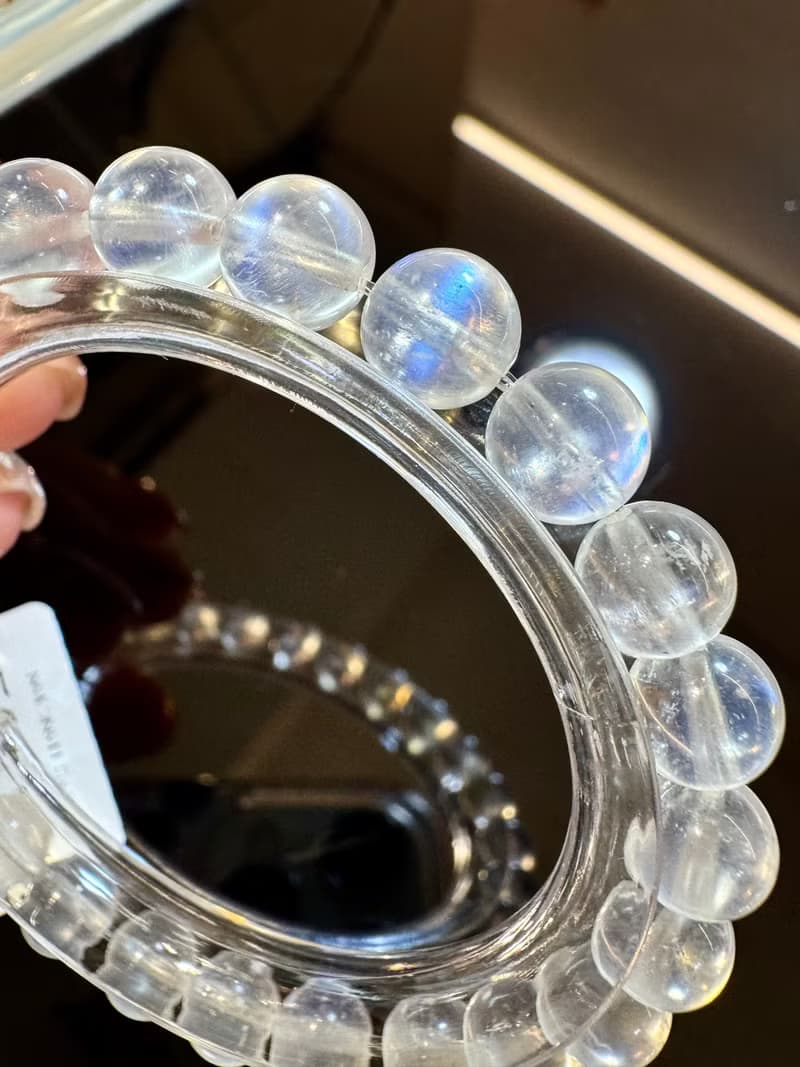 精品天然高彩藍月光水晶7.5mm14g人緣桃花提升魅力助眠緩解急