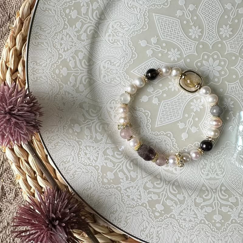 珍珠迷你極光23貔貅彈性手鍊