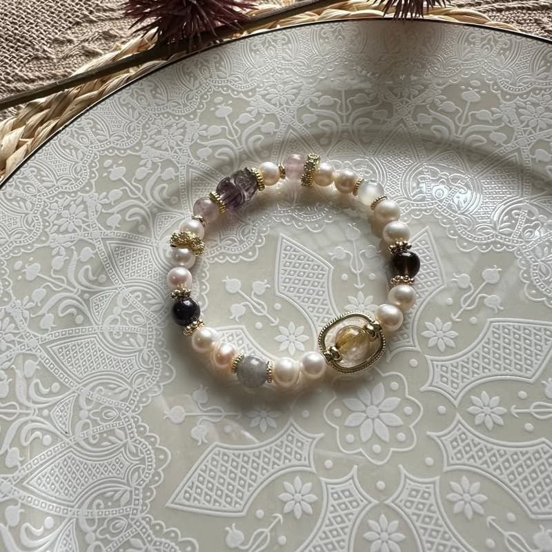 珍珠迷你極光23貔貅彈性手鍊