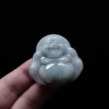 飄藍花翡翠彌勒佛 | 天然緬甸玉翡翠A貨 | 送禮