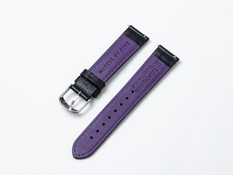 黑色壓紋植鞣牛皮錶帶 APPLE WATCH 適用