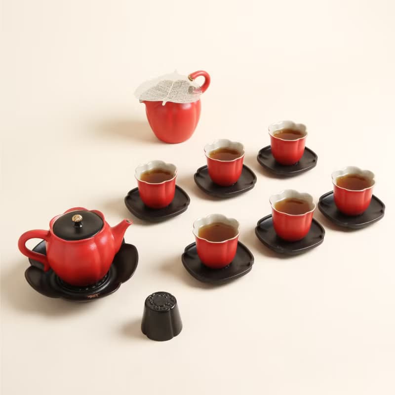陸寶 吉相伴茶禮 1壺1海6杯+杯托+壺承+蓋置 茶具組 茶器