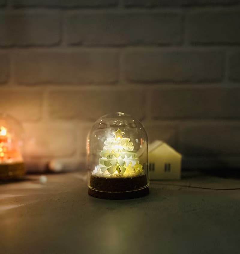 手作霧淞綠聖誕樹 燈飾卡片/DIY聖誕禮盒/材料包/交換禮物