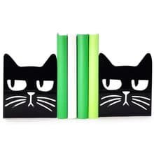 Black metal bookends Suspicious Cat, Excellent gift for Cat lovers