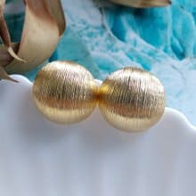 Vintage Jewelry 西洋古董飾品 金色調 空心半球 金絲髮 針式耳環