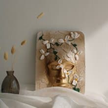 Female abstract sculpture wall art, 3d floral painting, textured wall decor