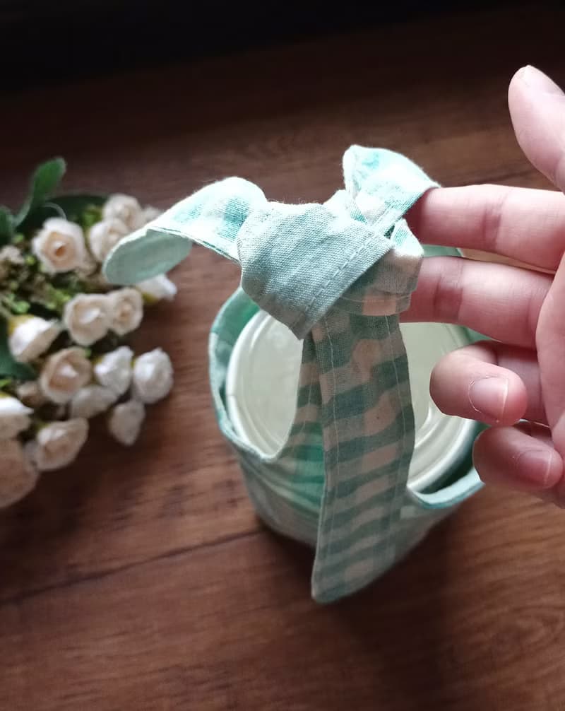 格紋綁帶刺繡 隨行飲料杯袋 /提袋/飲料提袋/杯袋(紅/橘色賣場)