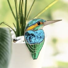 手工彩色玻璃翠鳥花盆裝飾 Tiffany工藝玻璃藝術