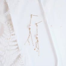 金線流蘇 珍珠耳環水晶