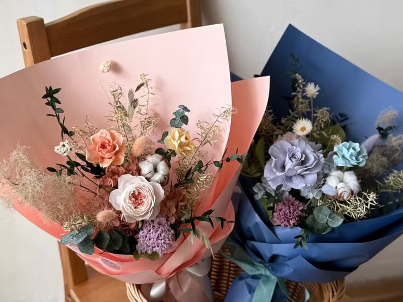 艸心—花園系列—香檳橘 永生花束