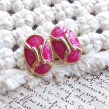 Vintage Jewelry 西洋古董飾品 復古 典雅 拉絲桃粉調 針式耳環