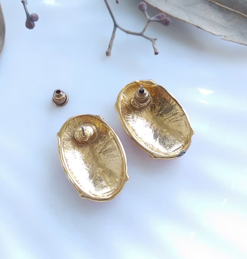 Vintage Jewelry 西洋古董飾品 復古 典雅 拉絲桃粉調 針式耳環