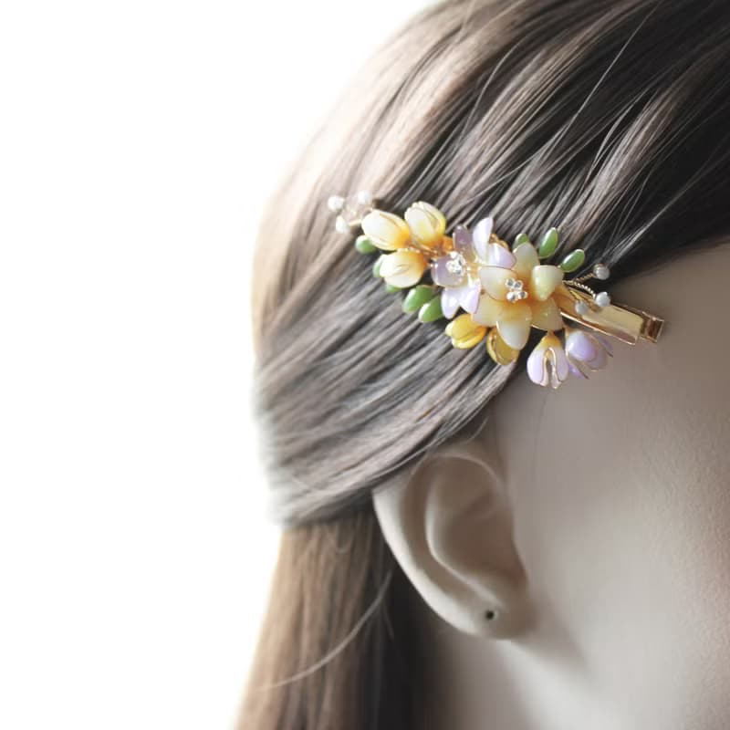 【小蒼蘭花束髮夾】小蒼蘭髮夾 手工銅線樹脂 髮夾髮飾