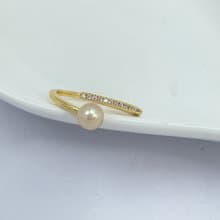 天然海水珍珠 akoya 皇後金 開口 滿鑲 純銀 戒指