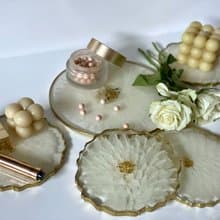 Resin 3d flower set. Wedding gift for kitchen decoration 托盤餐盤 掛畫 杯墊 結婚禮物 托盤