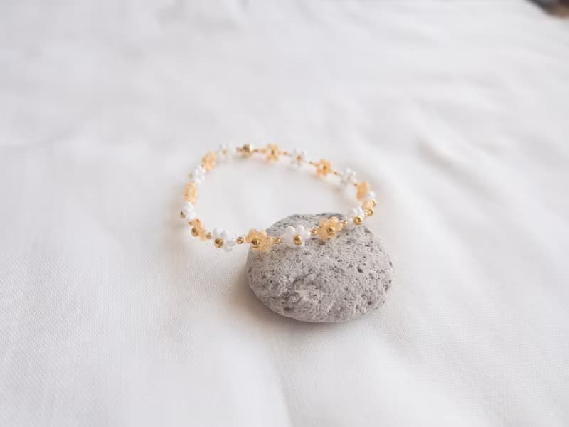 ビーズブレスレット　【　pearl orange　】　　マグネット金具