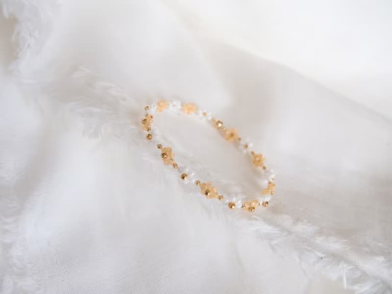 ビーズブレスレット　【　pearl orange　】　　マグネット金具